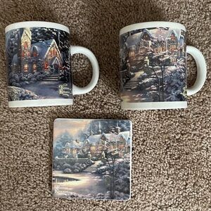 Thomas Kinkade Cozy Winter Cottage Mug Set